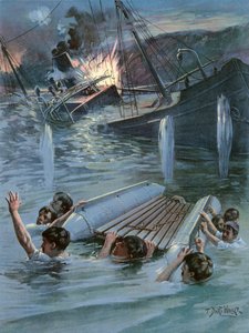 Assisterende sjøkonstruktør Hobsons heroiske utnyttelse av det sprenger Collier Merrimac ved inngangen til Santiago havn