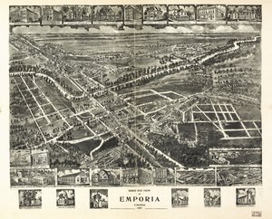 Fugleperspektiv av Emporia, Virginia 1907. av T. M. Fowler