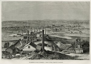 Generell oversikt over Sandhursts gruver, gravering etter en tegning av Taylor, for å illustrere historien seks måneder i Australia, av Desire Charnay, oppdrag fra Ministry of Public Education, i 1878, publisert i tour du monde, under ledelse