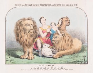 Løven og lammet skal ligge sammen og det lille barnet skal lede dem, ca. 1840 (akvarell på papir) av T. W. Strong
