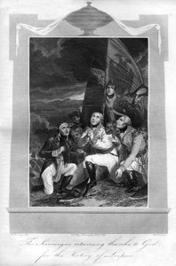 Suverenene vender tilbake takket være Gud for seieren til Leipzig, 1816.