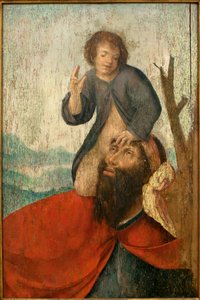 Saint Christopher - Maleri fra verkstedet til bror Carlos (flamsk maler aktiv mellom 1517 og 1544), olje på tre, ca. 1530 (St. Christopher, av verkstedet til Friar Carlos (aktiv mellom 1517-1544), olje på panel, ca. 1530 ) - Musée d