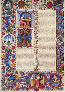 Incipit fra Evangeliet ifølge Johannes, fra bind II av Bibelen til Borso d