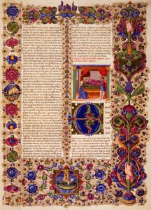 Incipit fra første Kongebok, fra bind I av Bibelen til Borso d'Este, opplyst av Taddeo Crivelli (1425-1479) og andre, latinsk manuskript 422-423, folio 139, recto, pergament