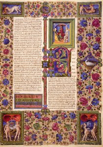 Incipit fra første Samuelsbok, fra bind I av Bibelen til Borso d'Este, opplyst av Taddeo Crivelli (1425-1479) og andre, latinsk manuskript 422-423, folio 112, recto, pergament av Taddeo Crivelli