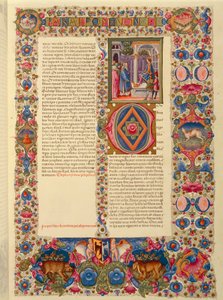 Italia, Incipit of the Second Book of Chronicles, eller Paralipomenon II-miniatyr fra den latinske bibelen til Borso d