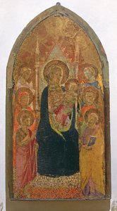 Madonna og barn med hellige (tempera på panel) av Taddeo Gaddi