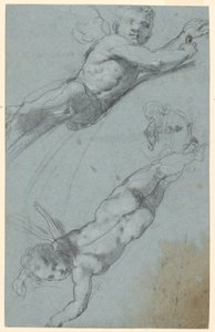 Skisser av to vingede Putti og en urne