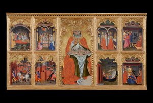 San Gimignano tronet med åtte historier om livet hans av Taddeo di Bartolo