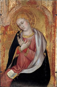 Jomfruen til bebudelsens altertavle av Taddeo di Bartolo (begynnelsen av 1400-tallet). Dim. 0,77x0,55 m. Avignon, Musee du Petro Palais av Taddeo di Bartolo