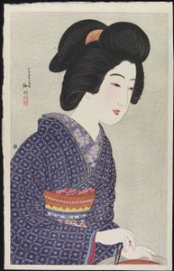 Kvinne som sitter ved en brenner, februar 1925 av Takahashi Hiroaki