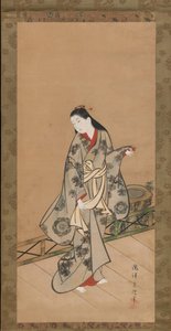 Kvinne på veranda, ca. 1730. av Takizawa Shigenobu