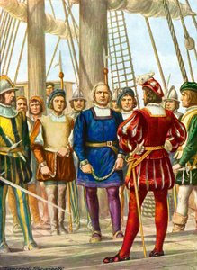 Christopher Columbus og brødrene hans Bartolomeo og Diego blir tatt til fange på et skip som skal ta dem til Spania av Tancredi Scarpelli