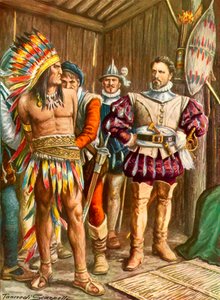 Ferdinando Cortes fengslet Montezuma av Tancredi Scarpelli