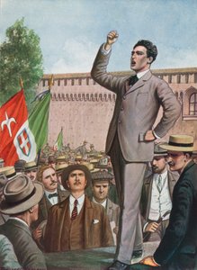 Filippo Corridoni snakker til folkemengden i Milano og krever Italias inngripen i krigen av Tancredi Scarpelli