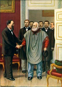 Garibaldi besøker Vittorio Emanuele i Roma. Den siste diskusjonen mellom de to forfatterne av Risorgimento av Tancredi Scarpelli