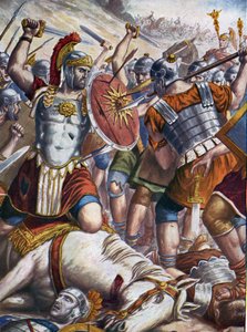 Romersk antikk: Den romerske general Lucullus (115-67 f.Kr.) erobret Tigrane II og de pontiske og armenske hærene og grep Tigranocerte (Tigranokert eller Tigranocerta) som han ransaket, Armenia, 6. oktober 69 f.Kr. (Østkrigene: Romerske general Lucullus un av Tancredi Scarpelli