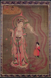 En Bodhisattva som leder en dame til det rene land, ca. 851-900 (blekk og farger på silke)