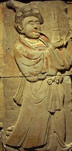 Stele som skildrer en musiker (terrakotta) av Tang Dynasty Chinese School