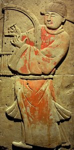 Stele som skildrer en musiker (terrakotta) av Tang Dynasty Chinese School