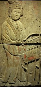Stele som viser en musiker (terrakotta) av Tang Dynasty Chinese School