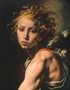 Figur av David, detalj fra David med hodet til Goliat, av Tanzio da Varallo (1575-1635) av Tanzio da Varallo