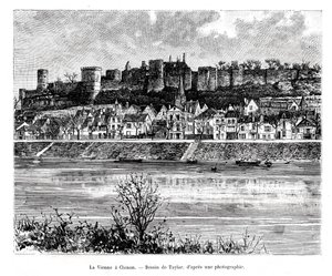 Chinon og Vienne-elven, Frankrike, 1800-tallet av Taylor