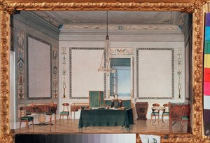 Keiser Alexander I (1777-1825) i sitt studierom i Vinterpalasset (Sankt Petersburg) - Keiser Alexander I i sitt Studierom i Vinterpalasset - Verk av Chernik, akvarell på papir av Tchernik Tchernik