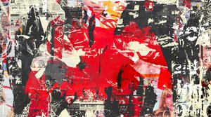 Abstraksjon III, 2016 (Collage på lerret) av Teis Albers