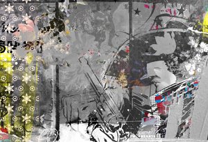 Øyekontakt, 2014 (Collage på lerret)