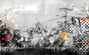 Flourish, 2016 (blandet media på lerret) av Teis Albers