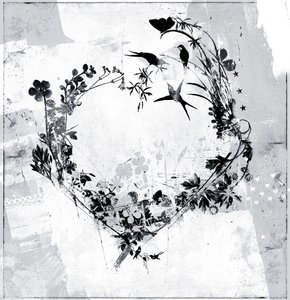Flower Heart, 2015 (blandet media på lerret) av Teis Albers