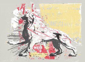Hero Lion, 2014 (Collage på lerret) av Teis Albers