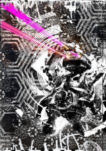 Laser Robotics, 2016 (Collage på lerret) av Teis Albers