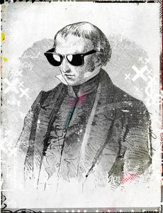 Mr. solbriller, 2015 (Collage on canvas) av Teis Albers