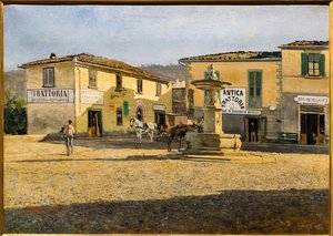 Square i Settignano, ca. 1861 (olje på lerret) av Telemaco Signorini