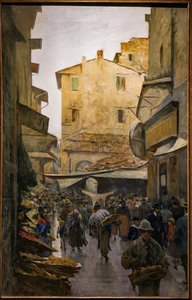 Det gamle markedet fra Degli Speziali Street, ca. 1882 (olje på lerret) av Telemaco Signorini