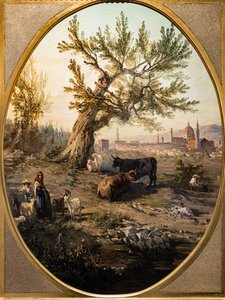 Utsikt over Arno og St. fra Belvedere-festningen av Telemaco Signorini