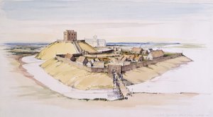 York Castle slik det kunne ha sett ut like etter byggingen, med Minster utenfor, 1985 av Terry Ball
