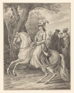 Wilhelmina av Preussen, prinsesse av Orange-Nassau, til hest av Tethart Philip Christian Haag (signed by artist)