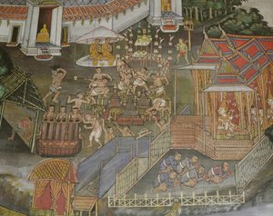 Detalj av byen Phitsanulok, Wat Bowonniwet Vihara, Bangkok av Thai School