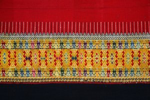 Dobbeltkrokmønstret stoff, Chom Thong, Chiang Mai, Thailand (tekstil) av Thai School