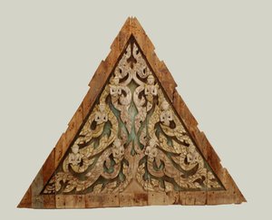 Gavlen til et thailandsk tempel sent i Ayutthaya-perioden (1351-1767) (tre)