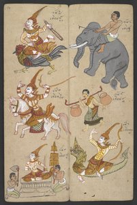 Eller 16455 f.10r, Dyr fra dyrekretsen, fra Phrommachat (pergament) av Thai School
