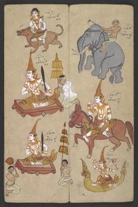Eller 16455 f.12r, Dyr fra dyrekretsen, fra Phrommachat (pergament) av Thai School
