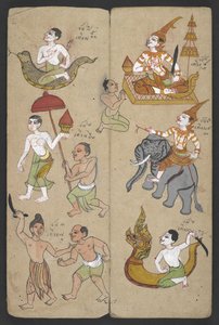 Eller 16455 f.2r, Dyr fra dyrekretsen, fra Phrommachat (pergament) av Thai School
