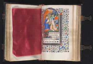 Timebok Bruk av Paris: Fol. 66v, dekorert kant, ca. 1420.
