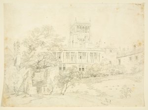 Hagefront til et av Prebendalshusene (blyant og akvarell på papir) av The Rev. John Eagles