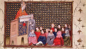 Harl 1319 f.12 Erkebiskop Arundel forkynner for Henrys sak, fra 