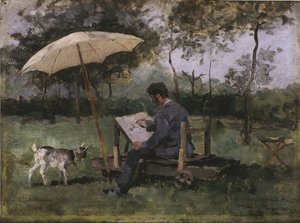 Armand Heins maleri (olje på panel) av Théo van Rysselberghe